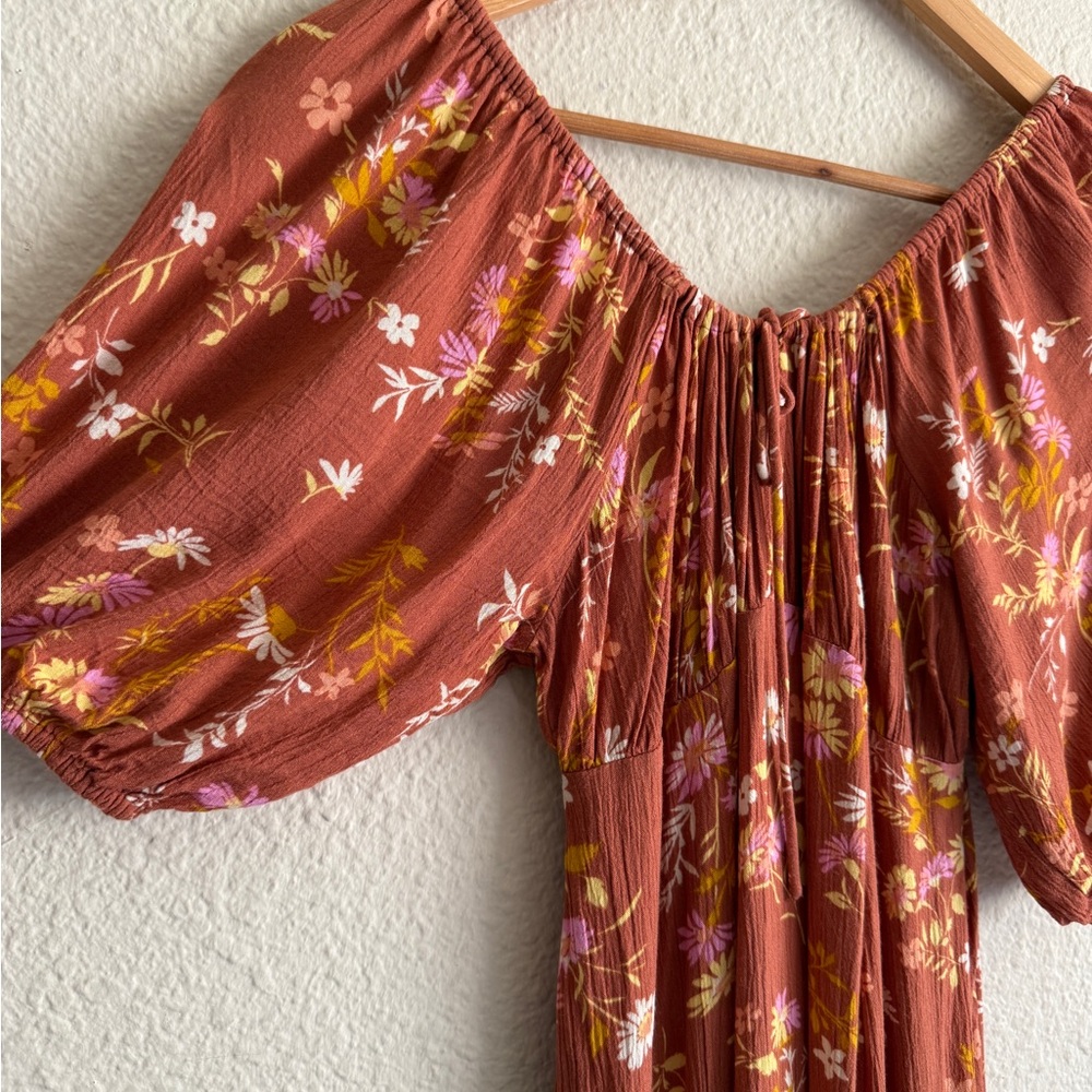 Billabong Rust Floral Midi Dress - Picture 3 of 10